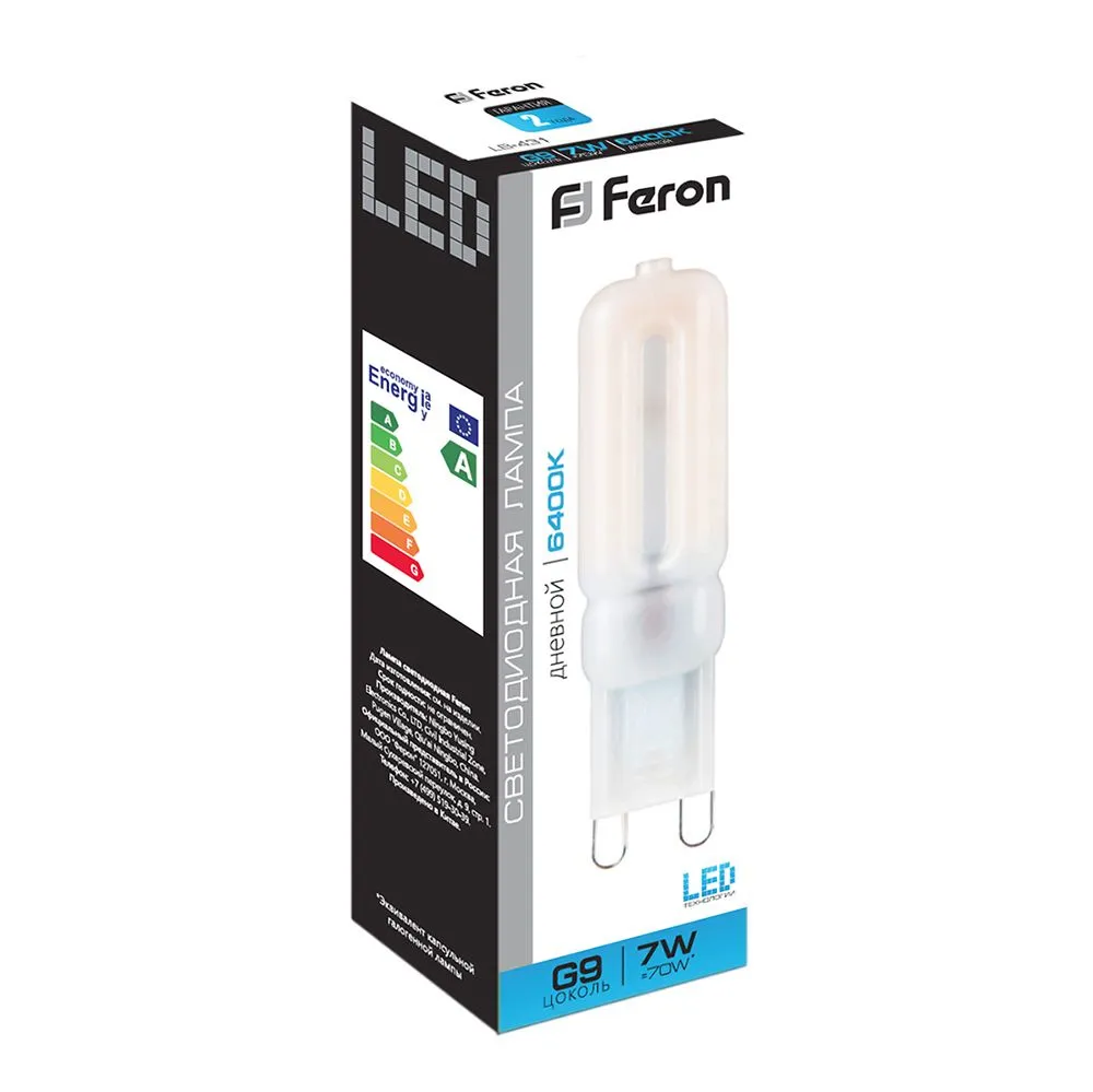 Лампа светодиодная LB-431 7Вт JCD9 6400К G9 230В FERON 25757
