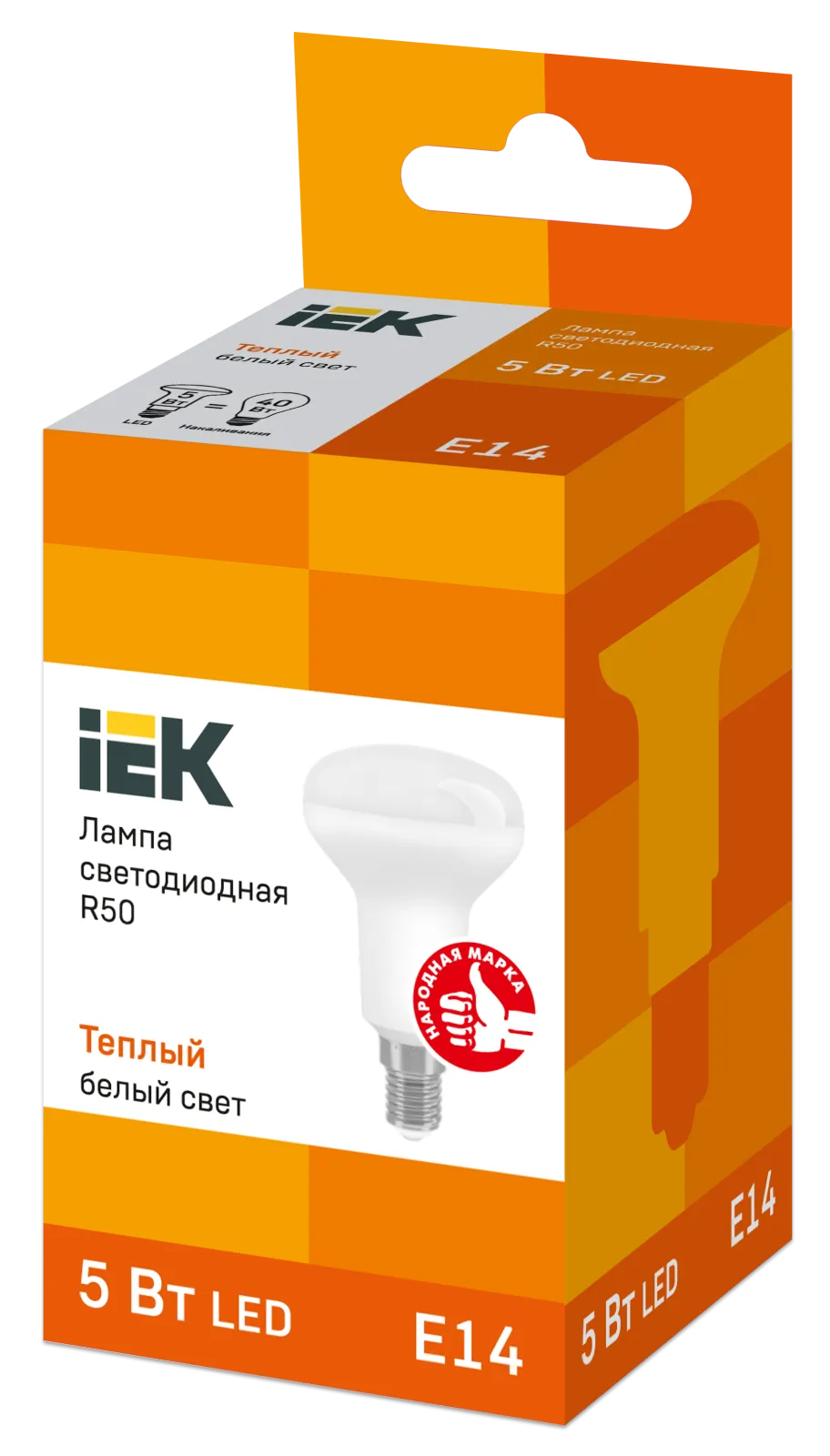 Лампа светодиодная Eco R50 5Вт 3000К тепл. бел. E14 450лм 230-240В IEK LLE-R50-5-230-30-E14