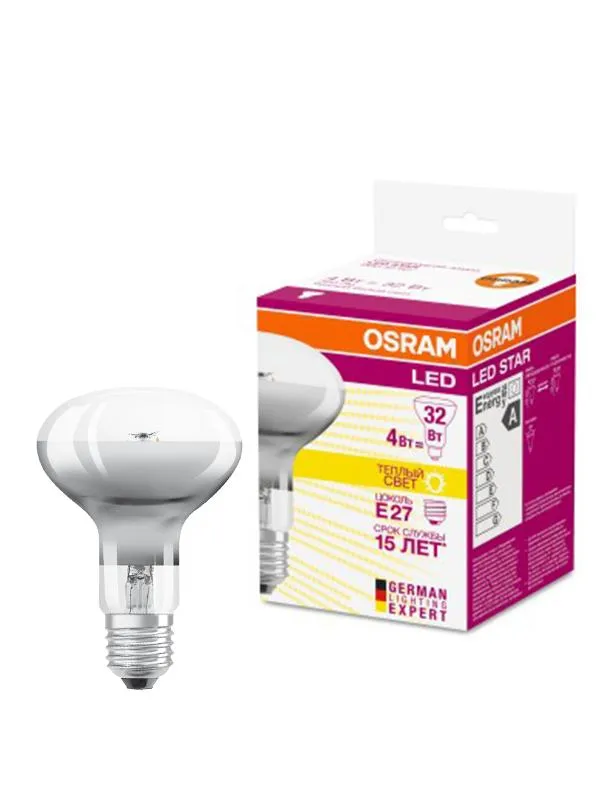 Лампа светодиодная LEDSR8032 4W/827 230В GL E27 FS1 OSRAM 4058075055438