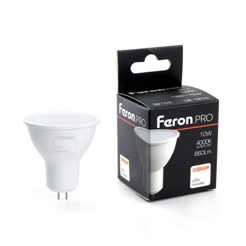 Лампа светодиодная LB-1610 10Вт MR16 4000К G5.3 230В FERON 38159