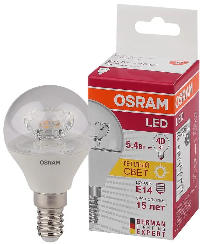 Лампа светодиодная LED STAR Classic P 5, прозрачная колба, Е14 LS CLP40 5, 4W/830 230V CL E1410X1RU 