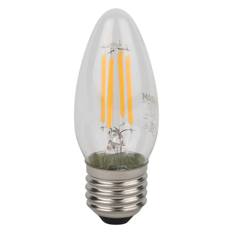 Лампа светодиодная филаментная LS CLB40 4W/827 230VFILCL RU 4Вт 2700К тепл. бел. E27 470лм B угол пу