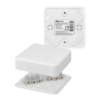 Коробка распаячная КР 75x75x20 ОП белая, IP40, с клем. колодкой