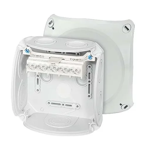 Коробка распределительная 130х130х77мм PP IP66 DK 0606 G клеммы 2.5-10кв.мм 7+1 мемб. вводов 5п сер.