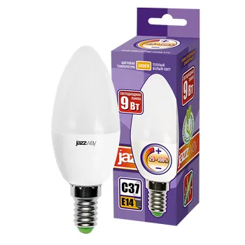 Лампа светодиодная свеча димм PLED- DIM C37 9w 3000K 650 Lm E14 230/50 | .5035836 | JAZZWAY