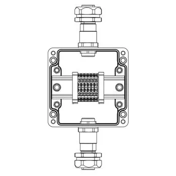 Коробка взрывозащищенная клеммная из полиэстера TBE-P-03-(6xCBC.2)-1xKAEPM2MHK-20(A)-1xKAEPM2MHK-20(