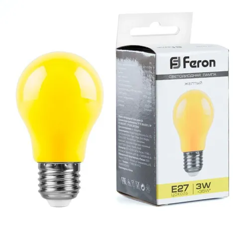 Лампа светодиодная LB-375 3Вт A50 грушевидная матовая E27 230В желт. FERON 25921