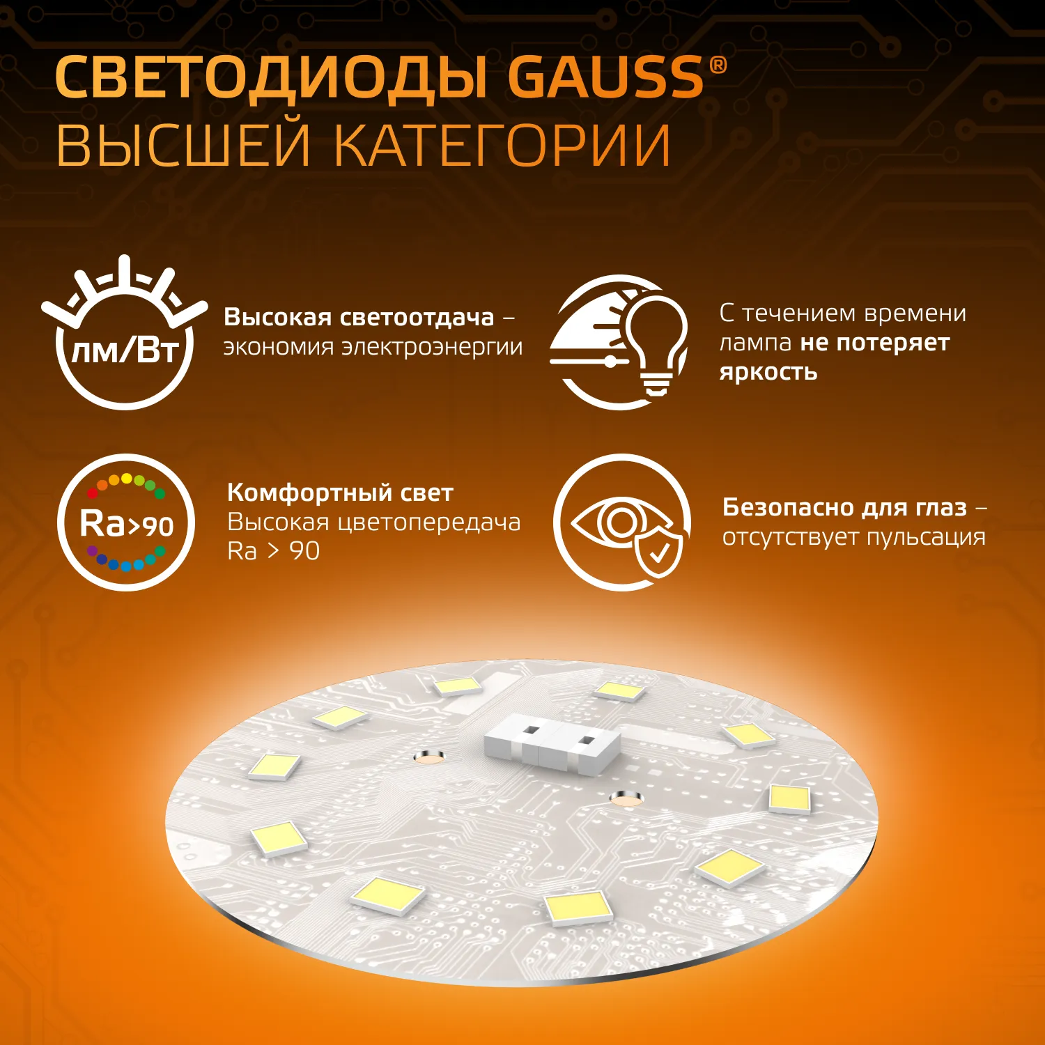 Лампа светодиодная Black 9.5Вт P45 шар 3000К тепл. бел. E14 890лм GAUSS 105101110