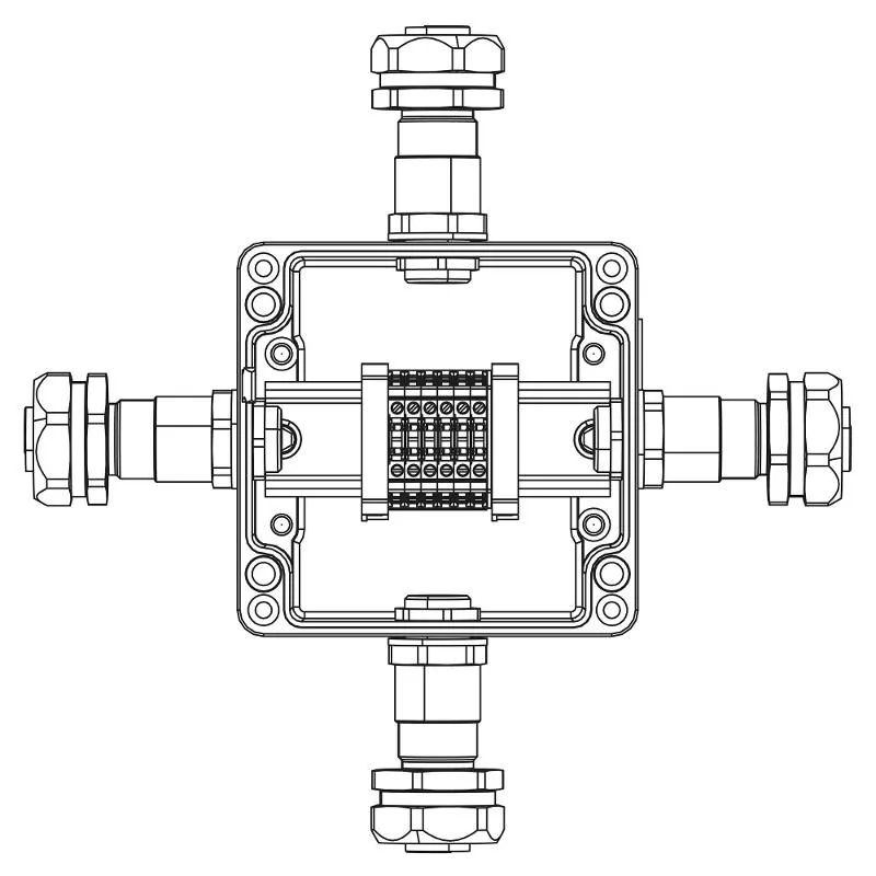 Коробка взрывозащищенная клеммная из алюминияTBE-A-12-(6xCBC.2)-1xKAEPM2MHK-20(A)-1xKAEPM2MHK-20(B)-
