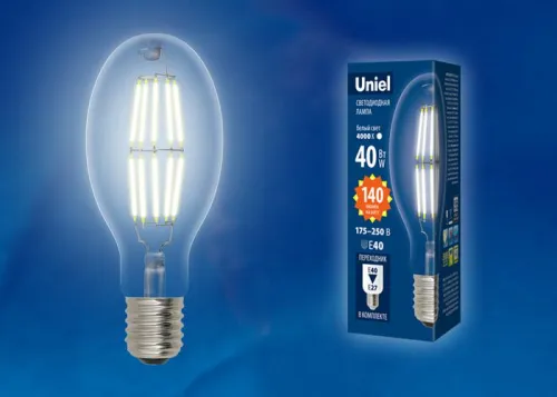 Лампа светодиодная LED-ED90-40W/DW/E40/CL GLP05TR колба прозр. свет дневной бел. 6500К упак. картон.