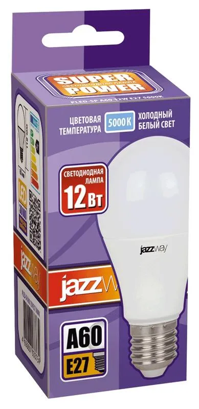 Лампа светодиодная LED 12Вт Е27 220В 5000К PLED- SP A60 груша | 1033734 | Jazzway