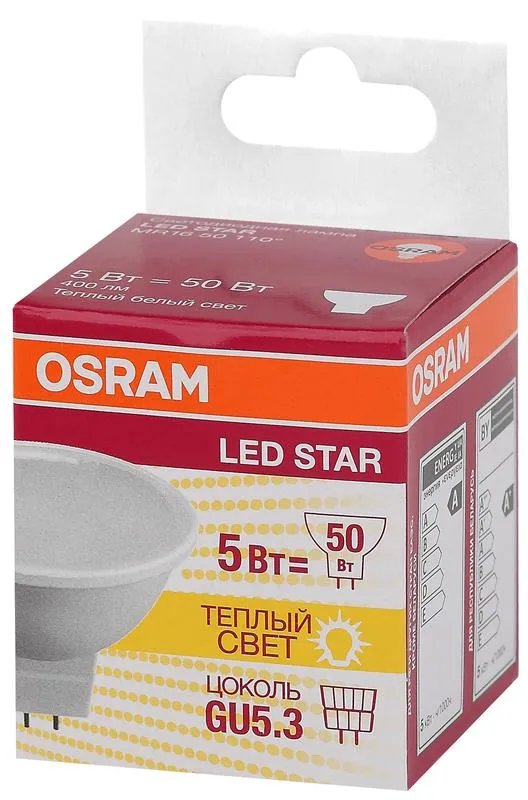 Лампа светодиодная LED Star MR16 50110 5W/830 230V GU5.3 5Вт матовая 3000К тепл. бел. GU5.3 MR16 400
