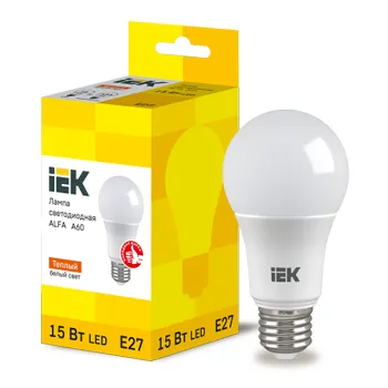 Лампа светодиодная Alfa 15Вт A60 грушевидная 3000К E27 230В (6шт) IEK LLA-A60-15-230-30-E27-6