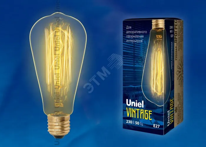 Лампа накаливания IL-V-ST64-60/GOLDEN/E27 60Вт E27 220-230В Uniel UL-00000482