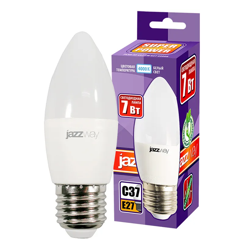Лампа светодиодная PLED- SP C37 7w E27 4000K 230/50 | .5018914 | Jazzway