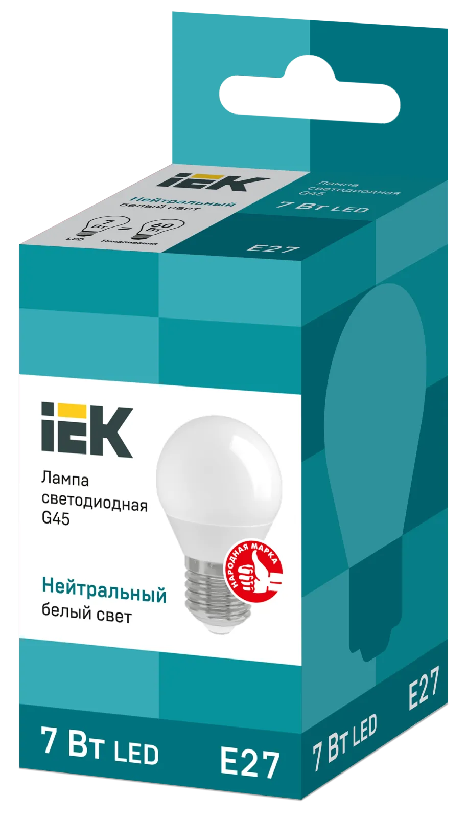 Лампа светодиодная Eco G45 7Вт шар 4000К нейтр. бел. E27 630лм 230-240В IEK LLE-G45-7-230-40-E27