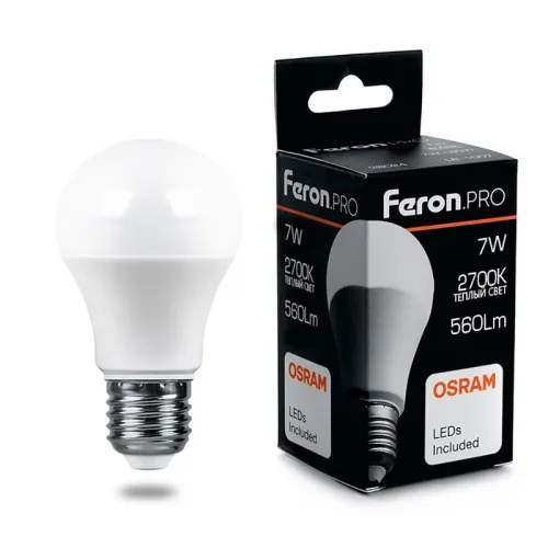 Лампа светодиодная LB-1007 7Вт A55 грушевидная 2700К E27 230В FERON 38023