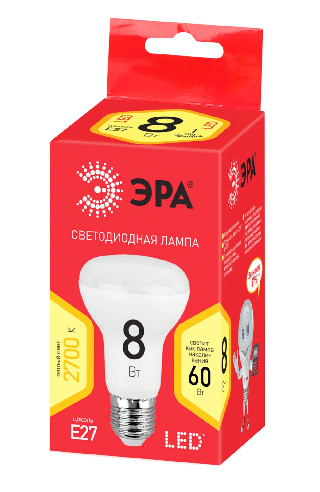 Лампа светодиодная RED LINE LED R63-8W-827-E27 R Е27 / E27 8 Вт рефлектор теплый белый свет | Б00507