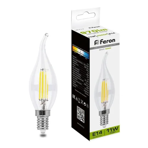 Лампа светодиодная LB-714 11Вт прозрачная 4000К E14 230В FERON 38012