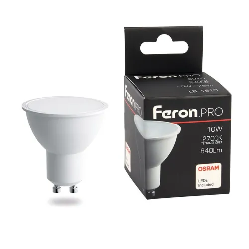 Лампа светодиодная LB-1610 10Вт MR16 2700К GU10 230В FERON 38161