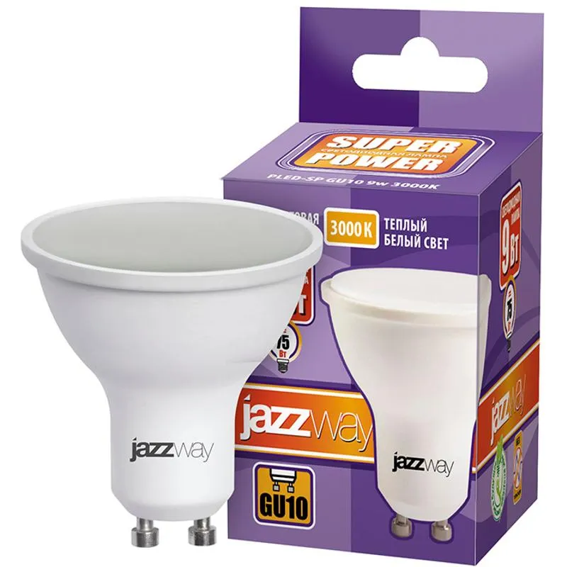 Лампа светодиодная LED 9Вт GU10 230В 3000К PLED- SP 720Lm-E отражатель (рефлектор) | 2859693A | Jazz