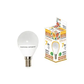 Лампа светодиодная FG45-7 Вт-230 В-4000 К–E14 Народная | SQ0340-0186 | TDM