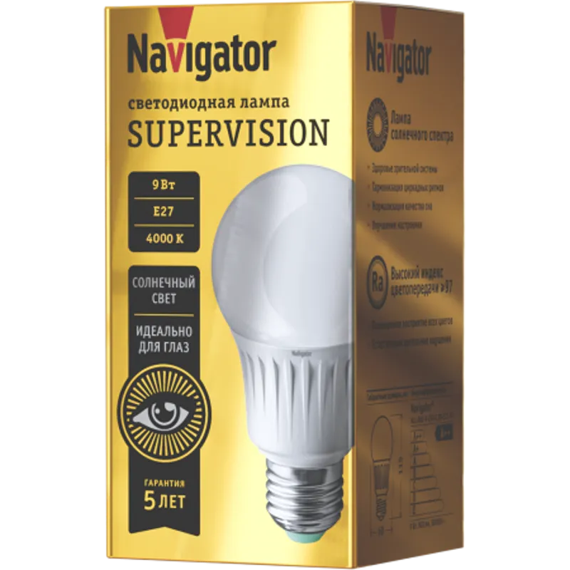Лампа светодиодная NLL-A60-9-230-4K-E27-FR-SV | 80549 |  Navigator