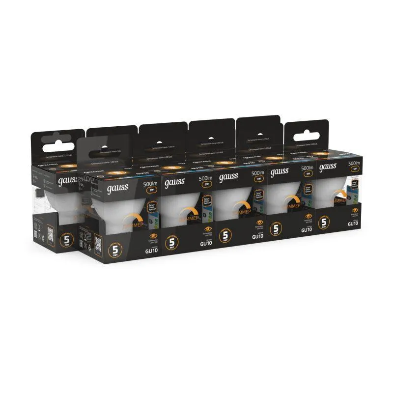 Лампа светодиодная LED 5 Вт 500 лм 3000К софит MR16 теплый GU10 AC 220В диммируемая Black Gauss