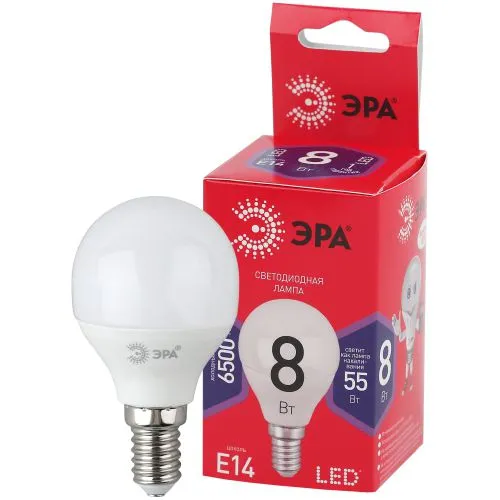 Лампа светодиодная RED LINE LED P45-8W-865-E14 R E14 / Е14 8Вт шар холодный дневной свет | Б0045358 