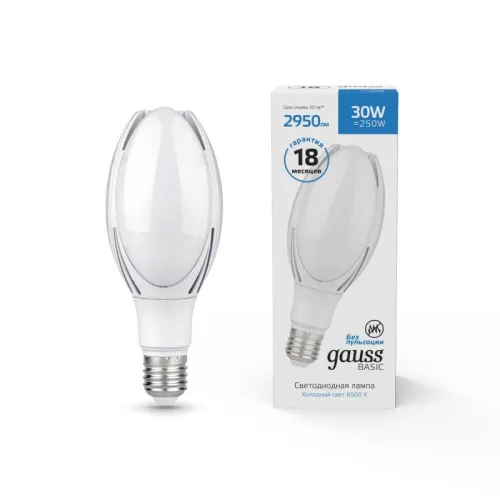 Лампа светодиодная Basic 30Вт T100 цилиндр 6500К холод. бел. E40 2950лм GAUSS 11834332