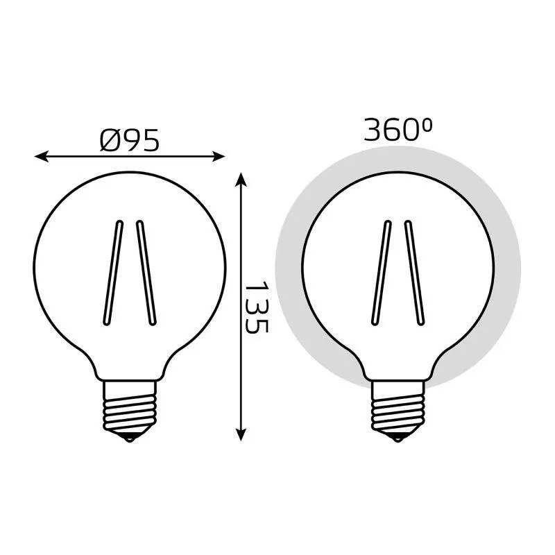 Лампа светодиодная филаментная Black Filament 6Вт G95 шар золотая 2400К тепл. бел. E27 620лм диммир.