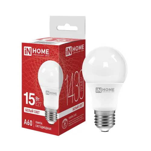 Лампа светодиодная LED-A60-VC 15Вт грушевидная 4000К нейтр. бел. E27 1430лм 230В IN HOME 46906120202