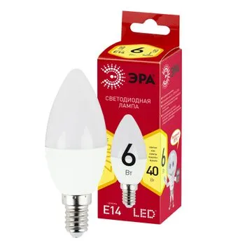 Лампа светодиодная RED LINE LED B35-6W-827-E14 R Е14 / E14 6 Вт свеча теплый белый свет | Б0052383 |
