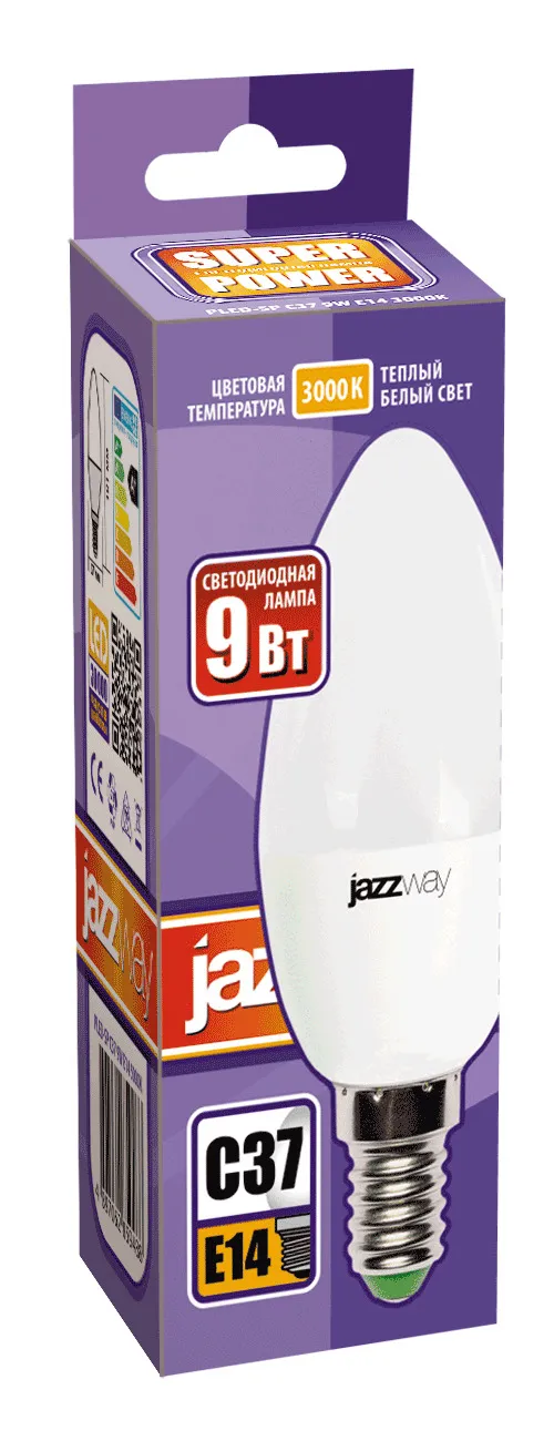 Лампа светодиодная LED 9Вт E14 230В 3000К PLED- SP C37 | 2859457A | Jazzway