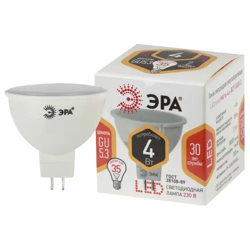 Лампа светодиодная LED 4Вт GU5.3 220В 2700К smd MR16 отражатель (рефлектор) | Б0017897 | ЭРА