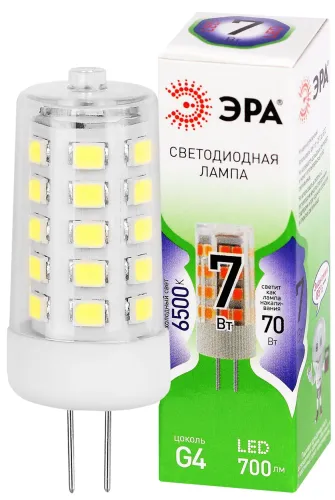 Лампа светодиодная GREEN LINE LED G4-JC-7W-865-12V GL G4 7Вт капсула холод. бел. ЭРА Б0067194