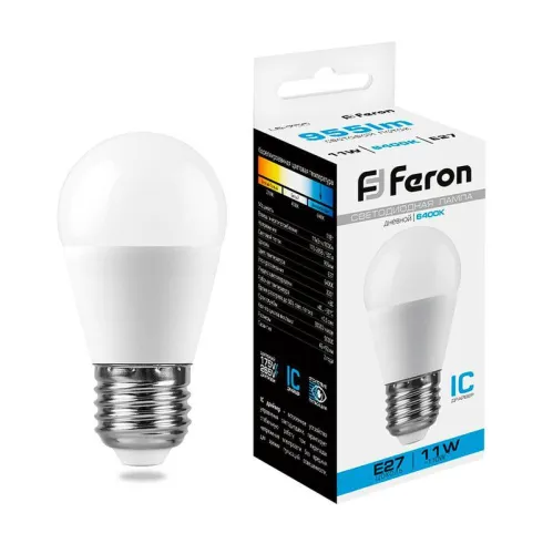 Лампа светодиодная LB-750 11Вт G45 шар 6400К E27 230В FERON 25951
