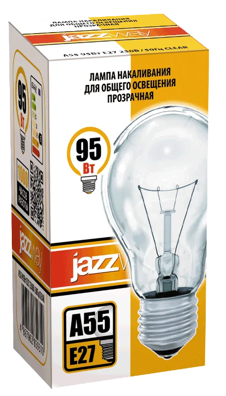 Лампа накаливания ЛОН  95Вт Е27 240В A55 clear (Б 230-95-5) | 2859310 | Jazzway