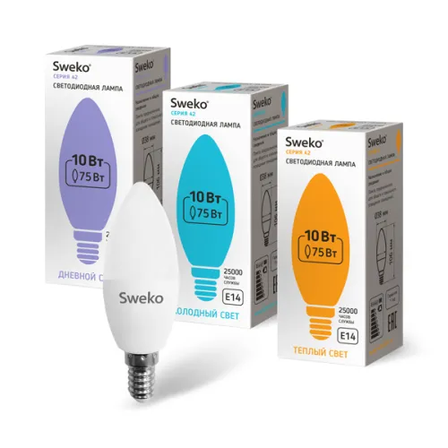 Лампа Sweko 42LED-C35-10W-230-4000K-E14 (38751)