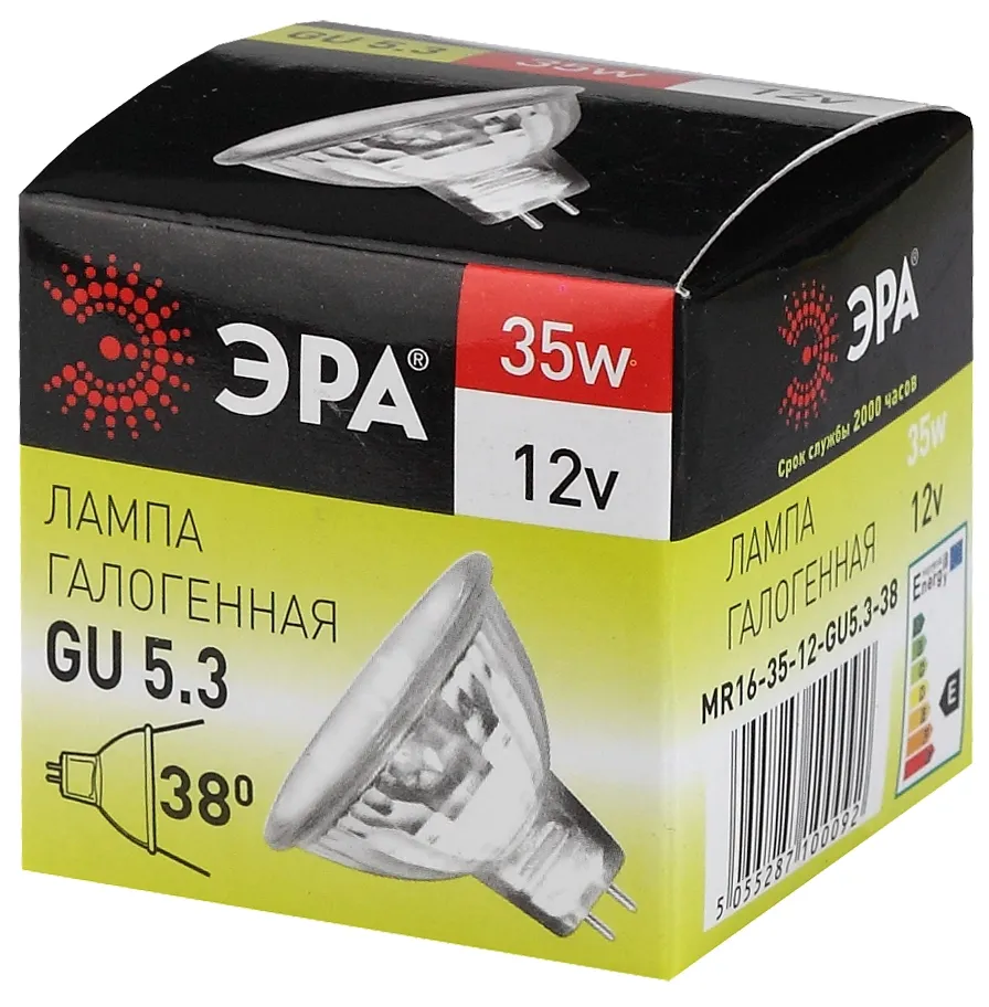 Лампа галогенная 35Вт 12В GU5.3 MR16 | C0027355 | ЭРА