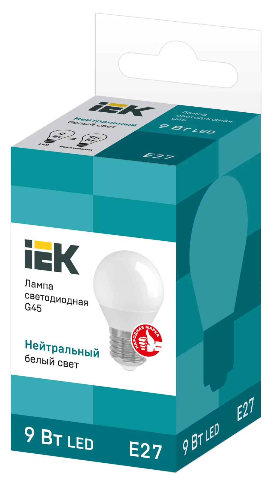 Лампа светодиодная Eco G45 9Вт шар 4000К нейтр. бел. E27 230В IEK LLE-G45-9-230-40-E27