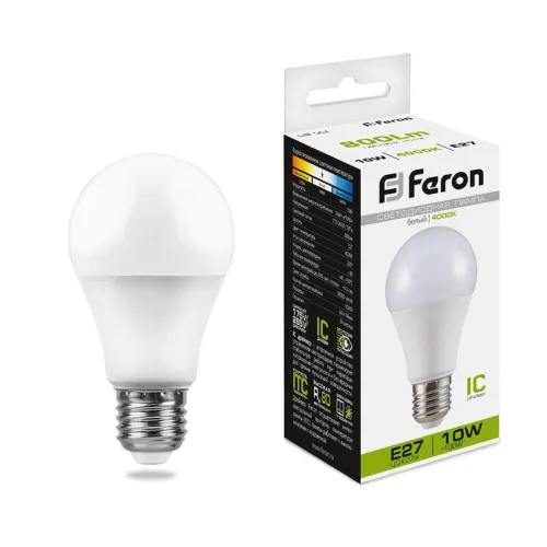 Лампа светодиодная LB-92 10Вт A60 грушевидная 4000К E27 230В FERON 25458