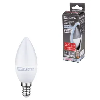 Лампа светодиодная С37-6 Вт-230 В-4000 К–E14 "-ДИММЕР" | SQ0340-0198 | TDM