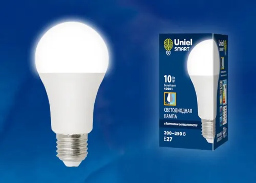 Лампа светодиодная LED-A60-10W/4000K/E27 /PS PLS10WH 10Вт матовая 4000К нейтр. бел. E27 с датчиком о