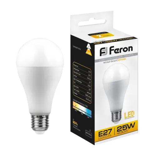 Лампа светодиодная LB-100 25Вт A65 грушевидная 2700К E27 230В FERON 25790