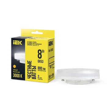 Лампа светодиодная ECO T75 таблетка 8Вт 230В 3000К GX53 IEK LLE-T80-8-230-30-GX53