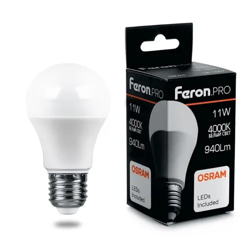 Лампа светодиодная LB-1011 11Вт A60 грушевидная 4000К E27 230В FERON 38030