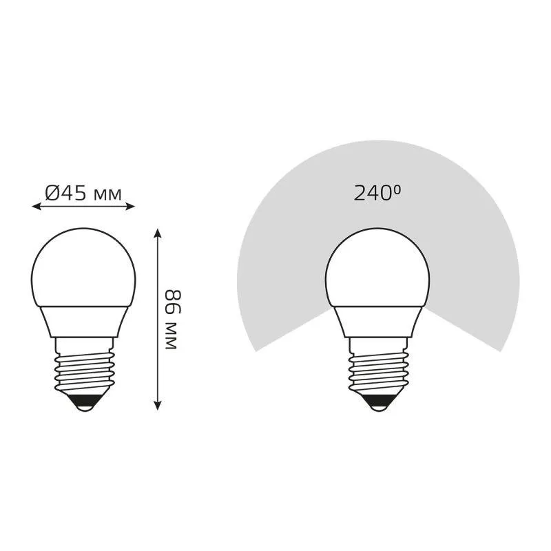 Лампа светодиодная LED 12 Вт 950 лм 6500К шар P45 холодный E27 AC 220В Elementary Gauss