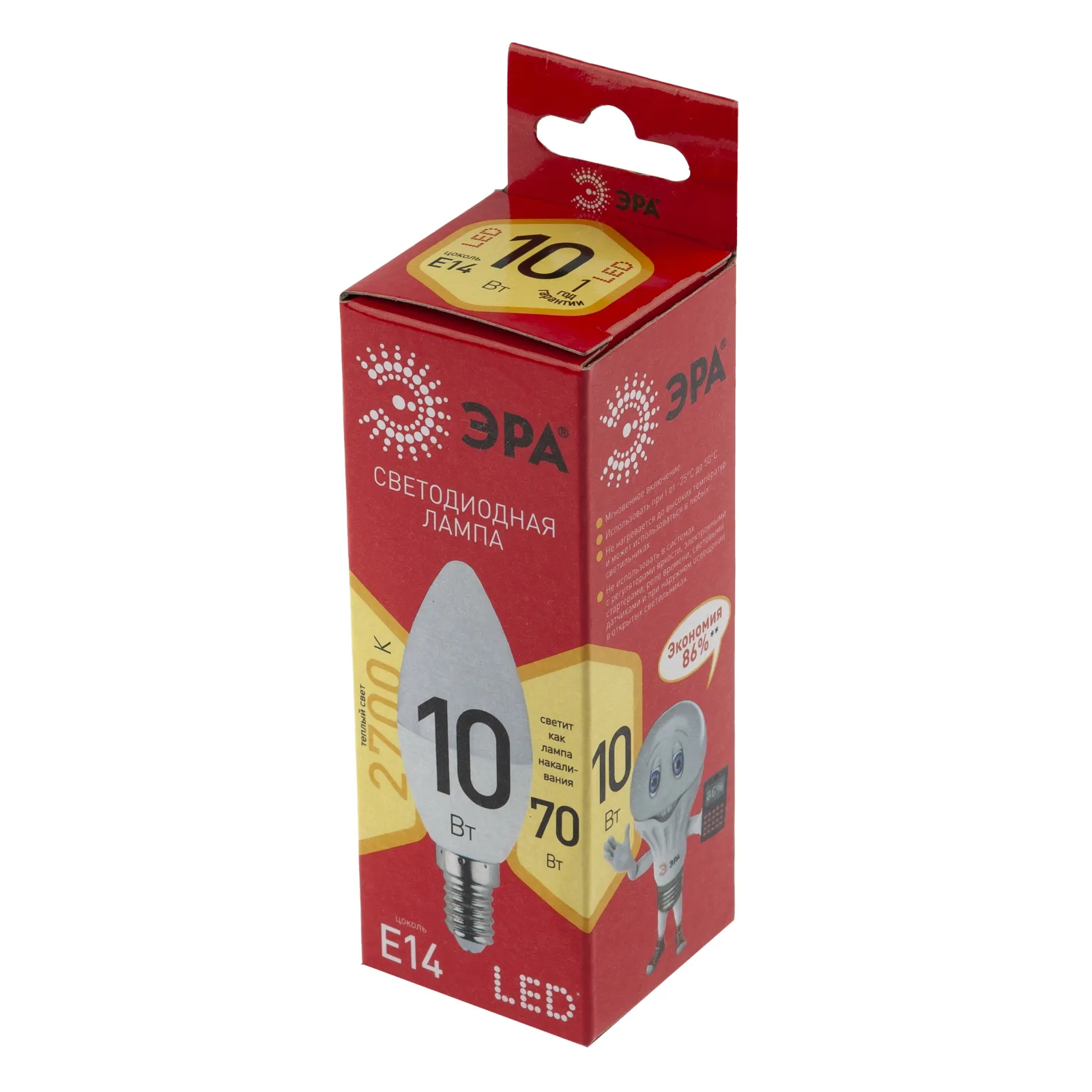 Лампа светодиодная RED LINE LED B35-10W-827-E14 R 10Вт B35 свеча 2700К тепл. бел. E14 Эра Б0049641