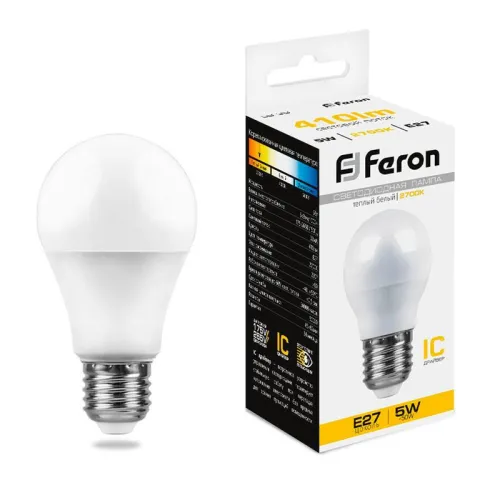 Лампа светодиодная LB-38 5Вт G45 шар 2700К E27 230В FERON 25404